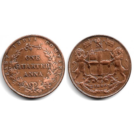 (463.1) India Británica. 1838. ¼ Anna (EBC)