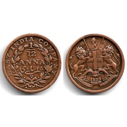 (445) India Británica. 1835. 1/12 Anna (EBC)