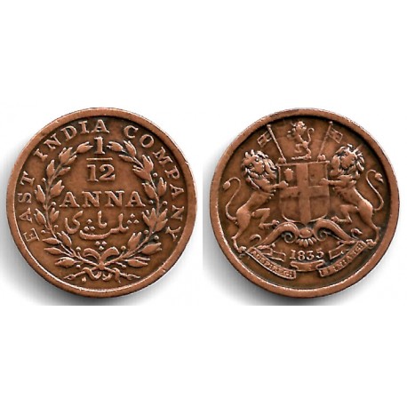 (445) India Británica. 1835. 1/12 Anna (EBC)