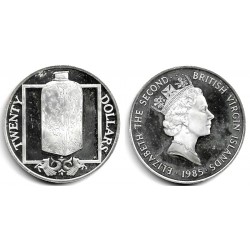 (64) Islas Vírgenes Británicas. 1985. 20 Dollars (EBC+) (Plata)