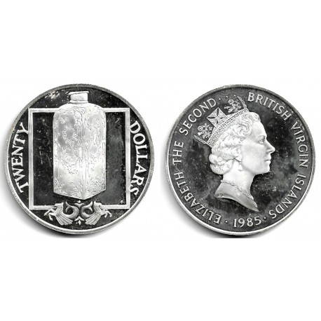 (64) Islas Vírgenes Británicas. 1985. 20 Dollars (EBC+) (Plata)