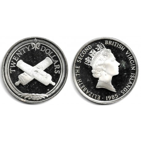 (48) Islas Vírgenes Británicas. 1985. 20 Dollars (EBC+) (Plata)