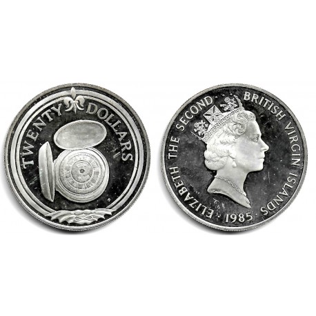 (71) Islas Vírgenes Británicas. 1985. 20 Dollars (EBC+) (Plata)