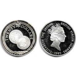 (57) Islas Vírgenes Británicas. 1985. 20 Dollars (EBC+) (Plata)
