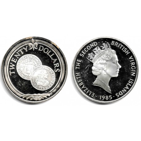 (57) Islas Vírgenes Británicas. 1985. 20 Dollars (EBC+) (Plata)