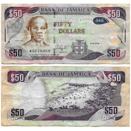 (94d) Jamaica. 2018. 50 Dollars (BC)
