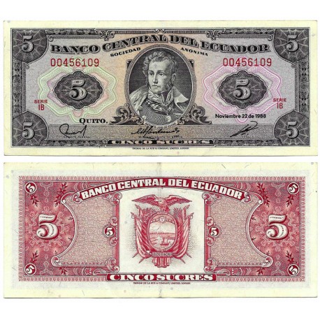 (113d) Ecuador. 1988. 5 Sucres (EBC)