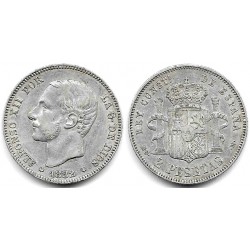 Alfonso XII. 1882*(18-82). 2 Pesetas (MBC-) (Plata) Ceca de Madrid MS-M