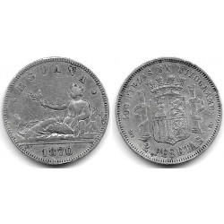 Gobierno Provisional. 1870*(18-74). 2 Pesetas (BC) (Plata) Ceca de Madrid DE-M