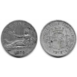 Gobierno Provisional. 1870*(18-70). 2 Pesetas (BC+/BC) (Plata) Ceca de Madrid DE-M