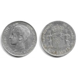 Alfonso XIII. 1901*(19---). 1 Peseta (BC+) (Plata) Ceca de Madrid SM-V