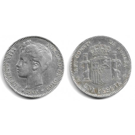 Alfonso XIII. 1901*(19---). 1 Peseta (BC+) (Plata) Ceca de Madrid SM-V