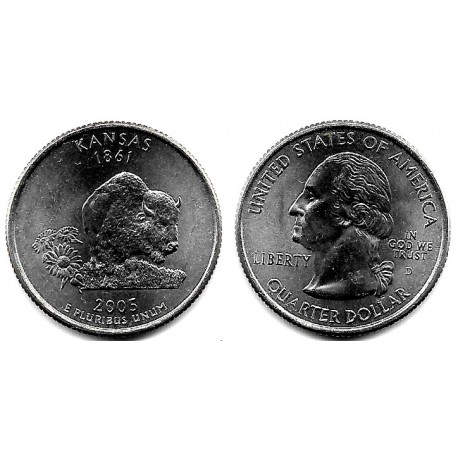 (373) Estados Unidos de América. 2005(D). Quarter Dollar (SC) Kansas