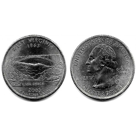 (374) Estados Unidos de América. 2005(P). Quarter Dollar (SC) West Virginia