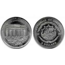 Liberia. 2000. 5 Dollars (SC) Reunificación de Alemania