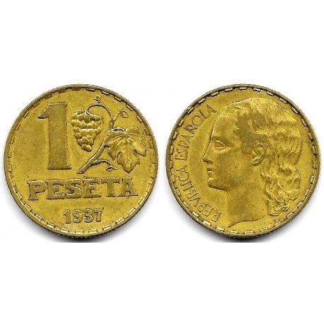 España (II República). 1937. 1 Peseta (BC+/MBC-)