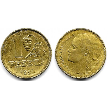 España (II República). 1937. 1 Peseta (BC/BC+)