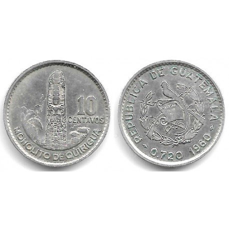 (262) Guatemala. 1960. 10 Centavos (MBC) (Plata)