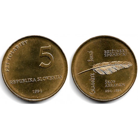 (16) Eslovenia. 1994. 5 Tolarjev (SC)