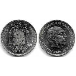 Estado Español. 1949*(19-49). 5 Pesetas (EBC) Manchas