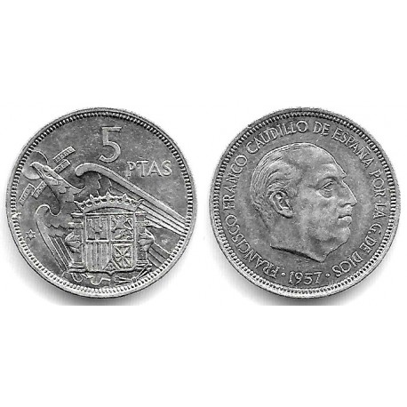 Estado Español. 1957*(74). 5 Pesetas (EBC+/SC-)