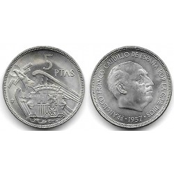 Estado Español. 1957*(64). 5 Pesetas (EBC/EBC+)