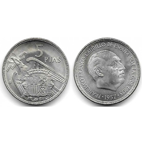 Estado Español. 1957*(64). 5 Pesetas (EBC/EBC+)