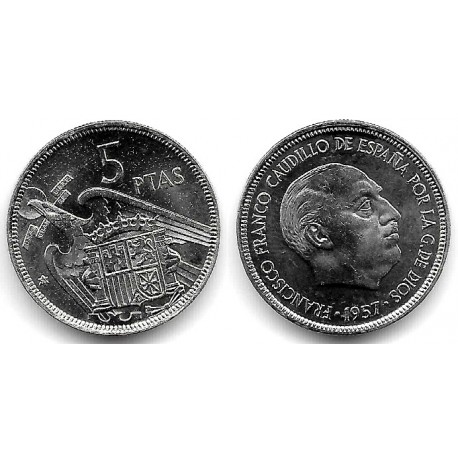 Estado Español. 1957*(75). 5 Pesetas (SC)