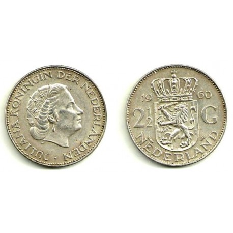 (185) Países Bajos. 1960. 2 ½ Gulden (MBC) (Plata)