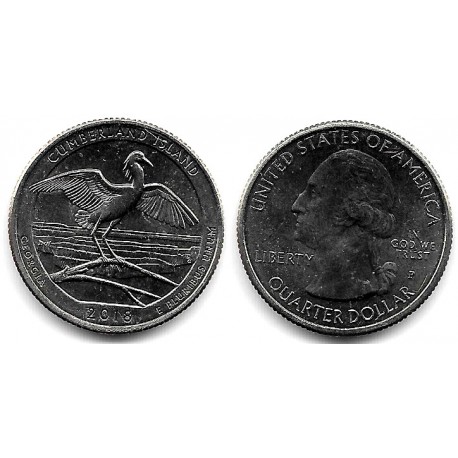Estados Unidos de América. 2018(P). Quarter Dollar (SC) Cumberland Island