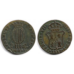 Fernando VII. 1812. 3 Cuartos (BC+) Ceca de Cataluña