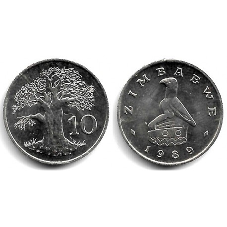 (3) Zimbabue. 1989. 10 Cents (SC-)