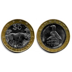 (13) Zimbabue. 2002. 5 Dollars (SC-)