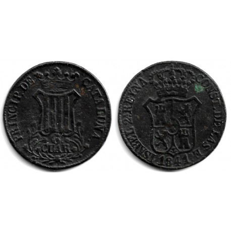 Isabel II. 1841. 6 Cuartos (BC+/MBC-) Ceca de Cataluña