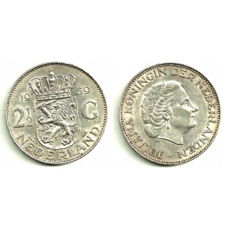 (185) Países Bajos. 1959. 2 ½ Gulden (EBC) (Plata)