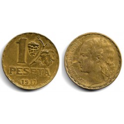 España (II República). 1937. 1 Peseta (BC+)