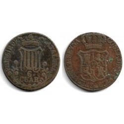 Isabel II. 1846. 6 Cuartos (BC/BC-) Ceca de Cataluña