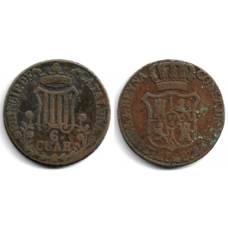 Isabel II. 1846. 6 Cuartos (BC/BC-) Ceca de Cataluña