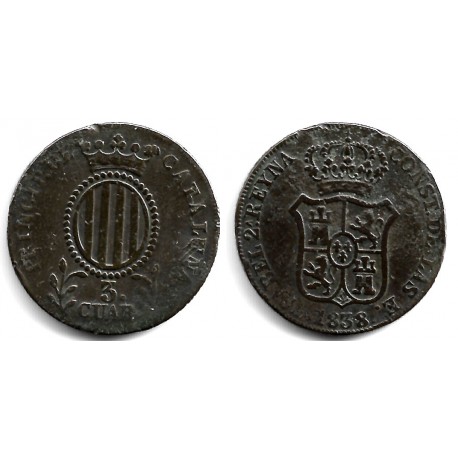 Isabel II. 1838. 3 Cuartos (BC) Ceca de Cataluña