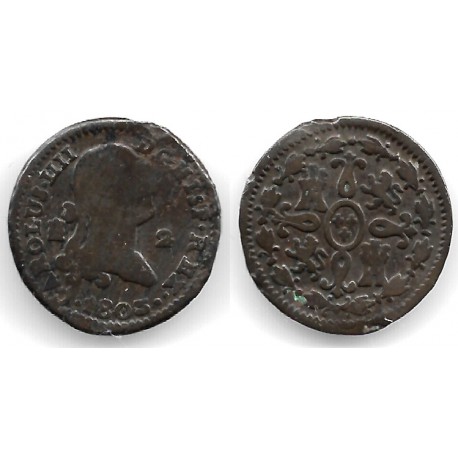 Carlos IV. 1803. 2 Maravedí (BC/BC-) Ceca de Segovia