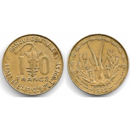 (1a) Estados África Oeste. 1975. 10 Francs (MBC)