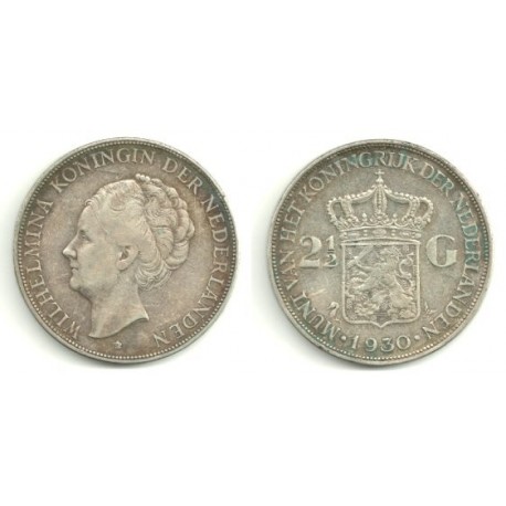 (165) Países Bajos. 1930. 2 ½ Gulden (MBC) (Plata)