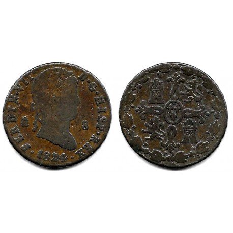 Fernando VII. 1824. 8 Maravedí (BC) Ceca de Segovia