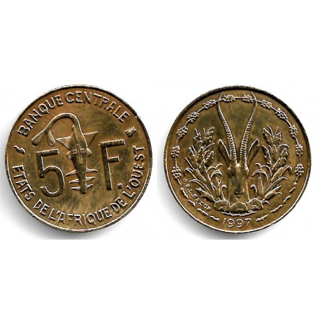 (8a) Estados África Oeste. 1997. 5 Francs (EBC+)