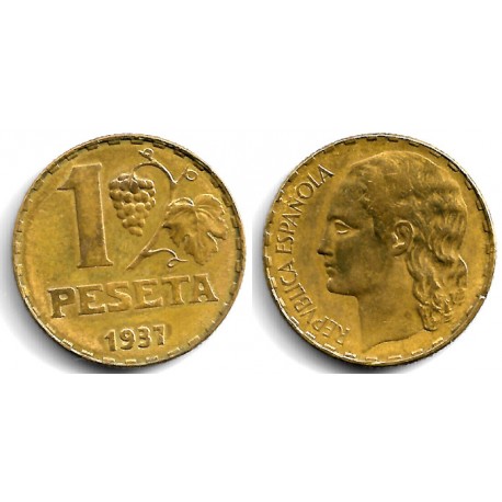España (II República). 1937. 1 Peseta (BC+)