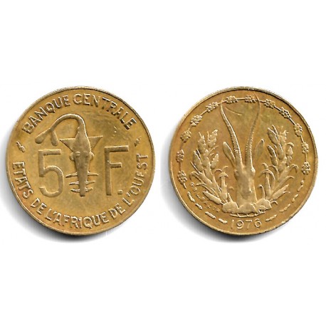 (2a) Estados África Oeste. 1976. 5 Francs (MBC+)