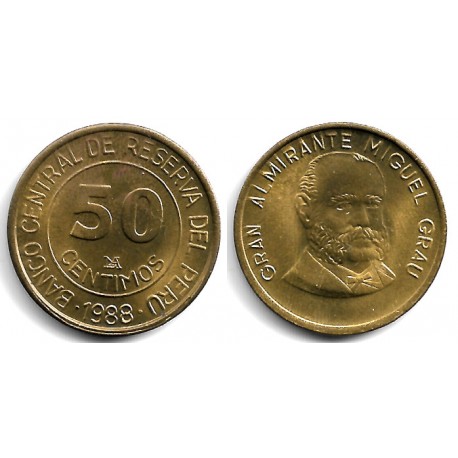 (295) Perú. 1988. 50 Céntimos (SC) Mancha