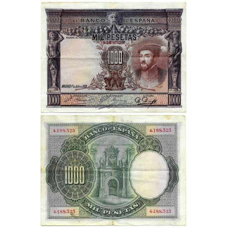 España. 1925. 1000 Pesetas (BC+/MBC-) Sin Serie, Leves Manchas