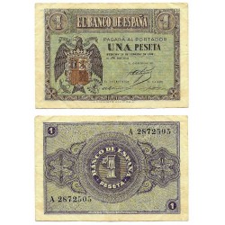 Estado Español. 1938. 1 Peseta (MBC-) Serie A, FEBRERO