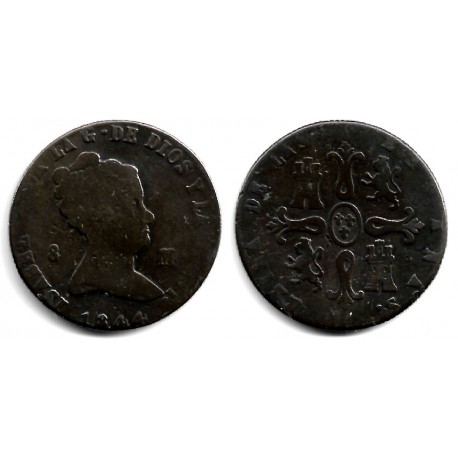 Isabel II. 1844. 8 Maravedí (BC) Ceca de Jubia